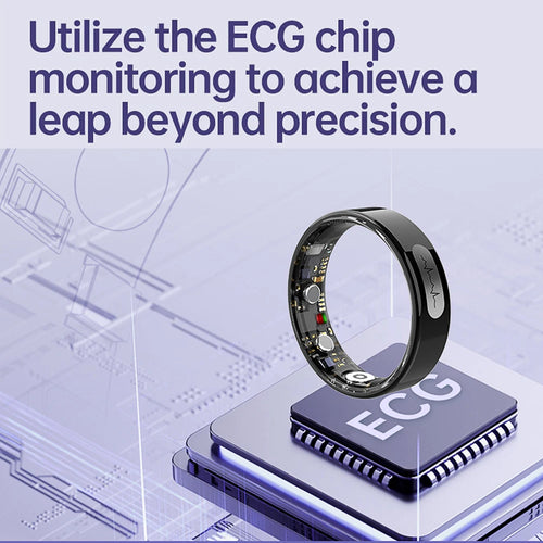 AI ECG Detection Smart Ring Blood Pressure,Heart Rate,Body Temperature Monitor,Waterproof Multiple Sport Track Men Women Rings