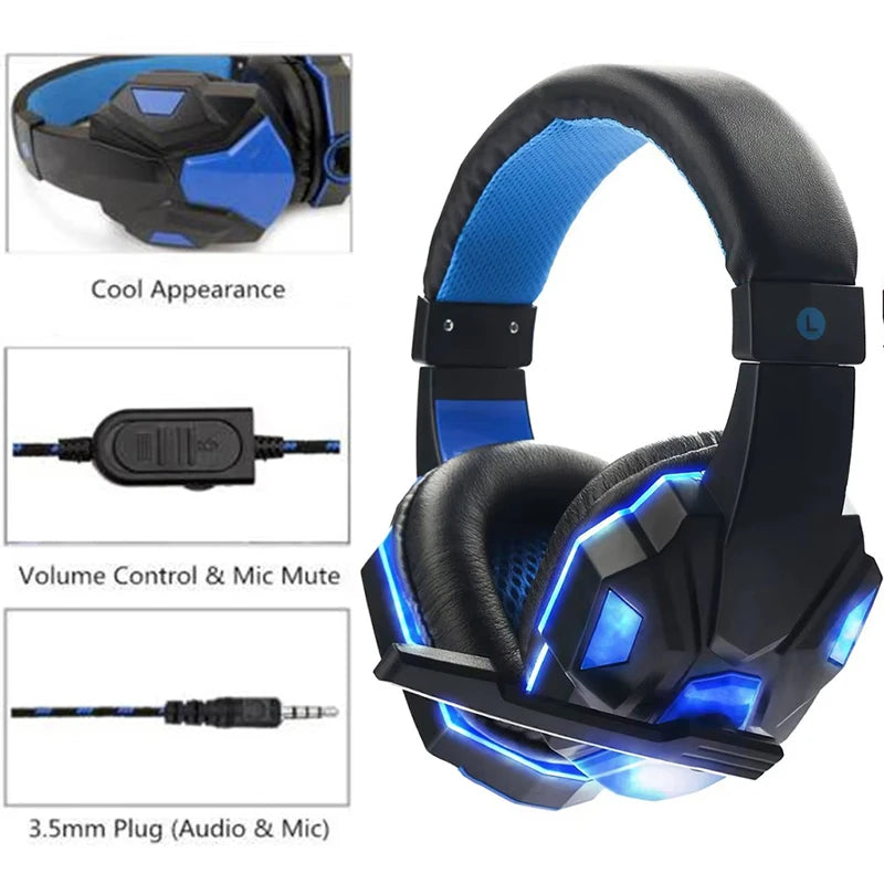 3.5mm Wired Gaming Headphone Game Headset Noise Cancelling Earphone With Microphone Volume Control For Switch Laptop PC Computer
